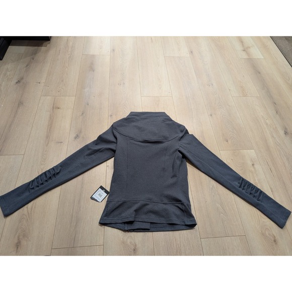 KARMA San Suu Ruffle Small Zip Jacket Dark Gray Workout SWEATSHIRT NEW NWT - Picture 10 of 11
